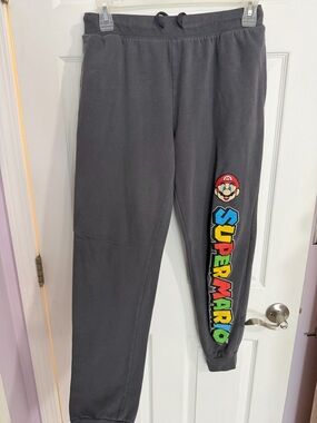 Nintendo Gray Super Mario Kids Joggers with Colorful Lettering
